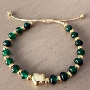 Elegant Green and Gold Beaded Bracelet